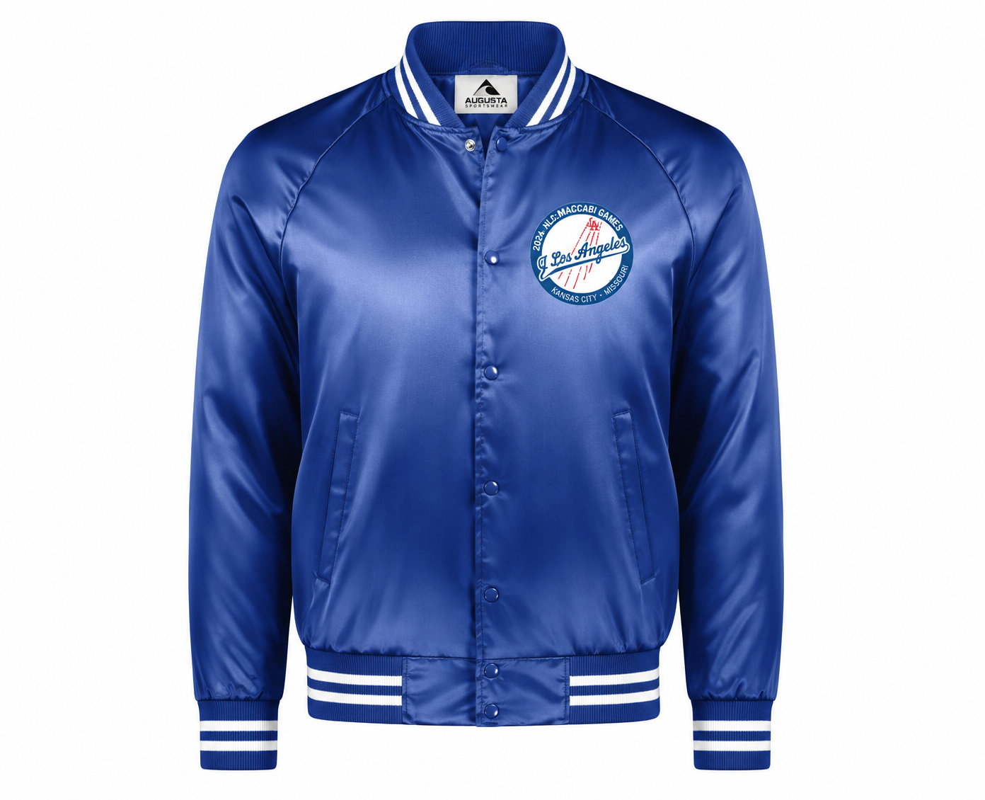 Satin Baseball Jacket/Striped Trim