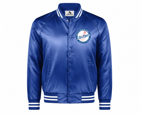 Satin Baseball Jacket/Striped Trim
